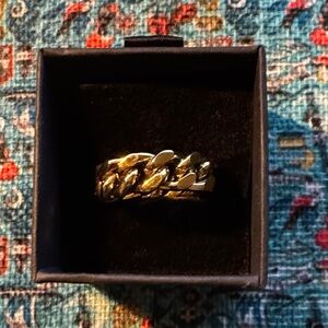 Gold Plated Stainless Steel Chain-Link Ring - Classic Style NEW (8)